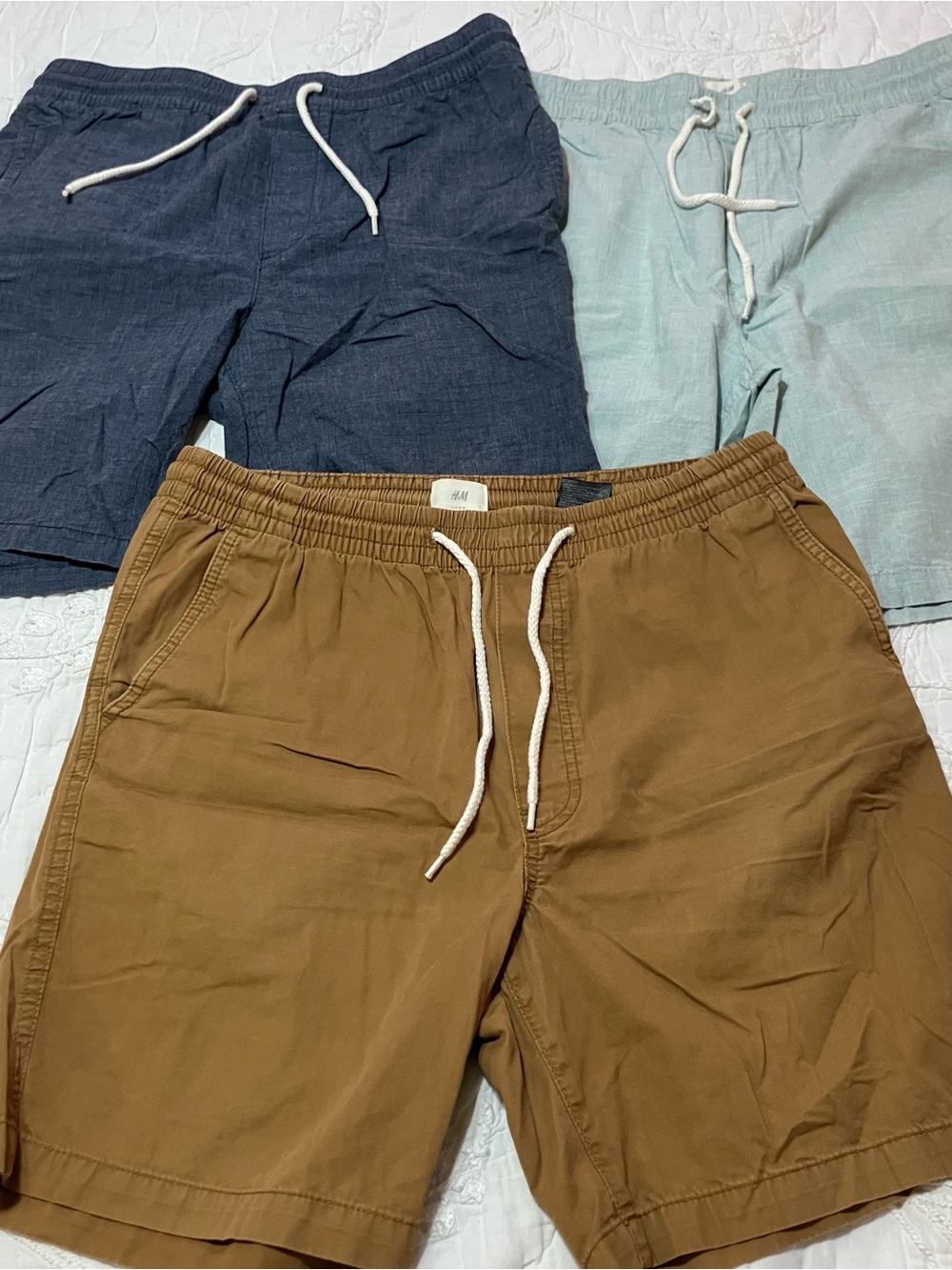 H&M Brown Elastic-Waist Drawstring Shorts (bundle of three)